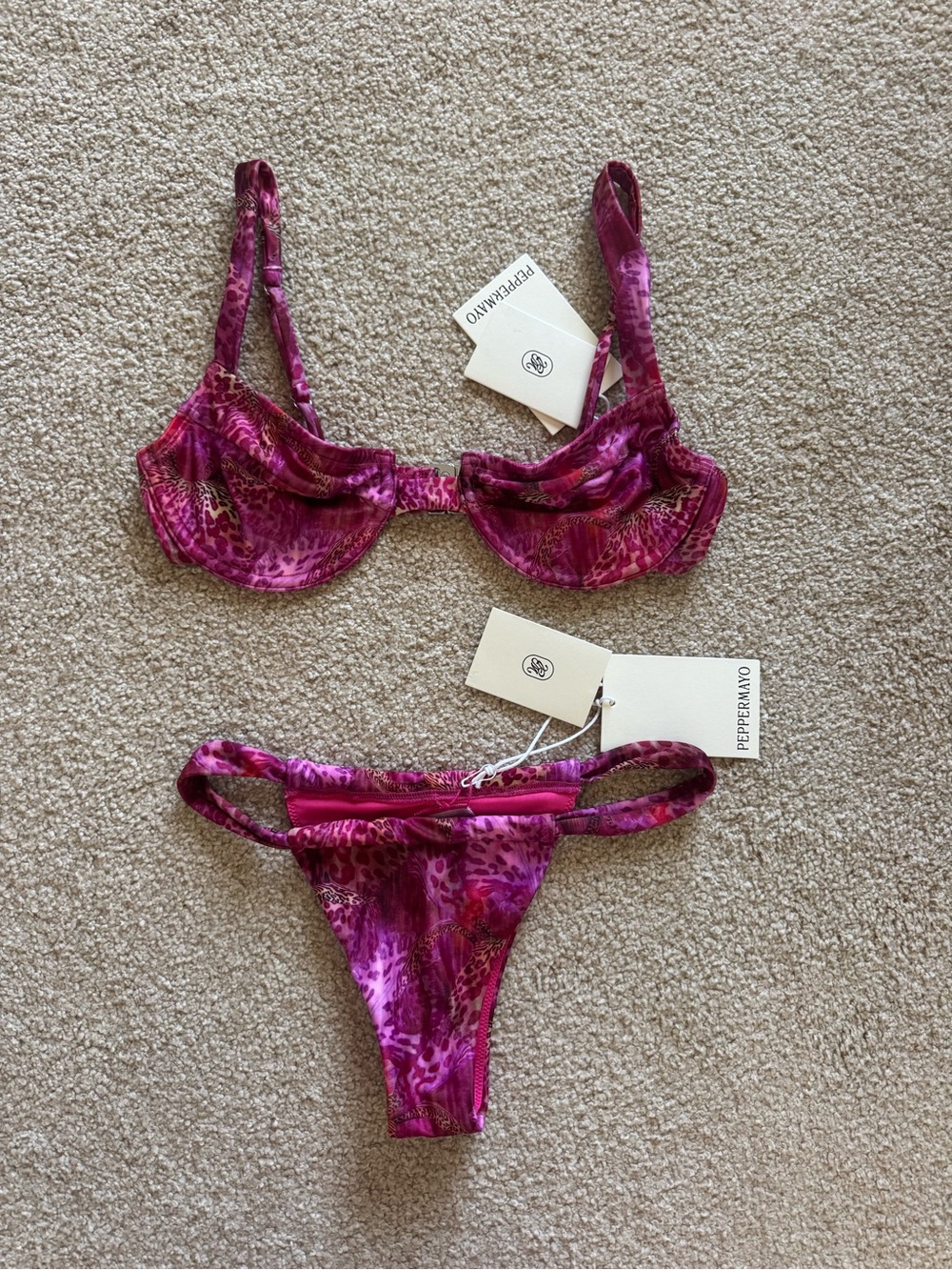 Peppermayo Pink/Purple Animal-Print Underwire Bikini Set